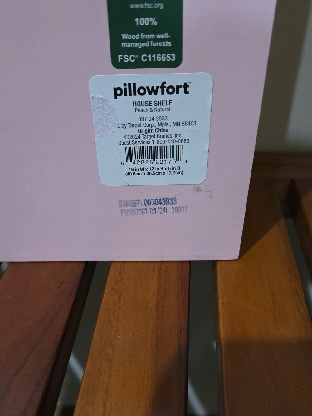 Pillowfort Pink Trim Wooden House Shelf